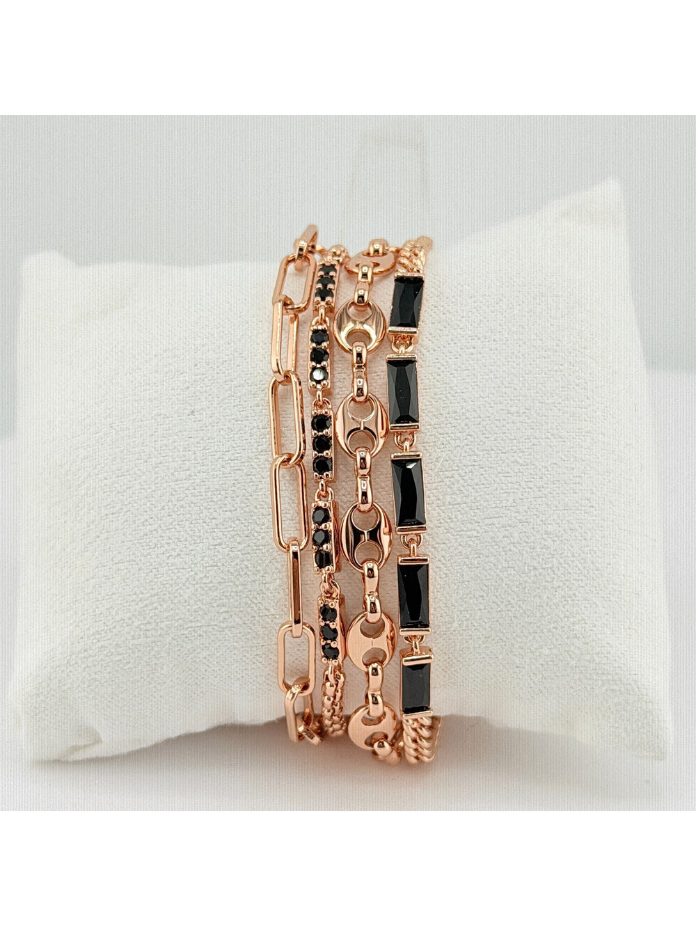 Bomb Party Luxe Layer Bracelet "She's A Classic Queen" Black Onyx on Rose Gold